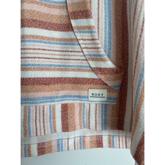 Roxy Womens Waves and Rays Hooded Poncho Sweater Striped Size Medium - Picture 3 of 9